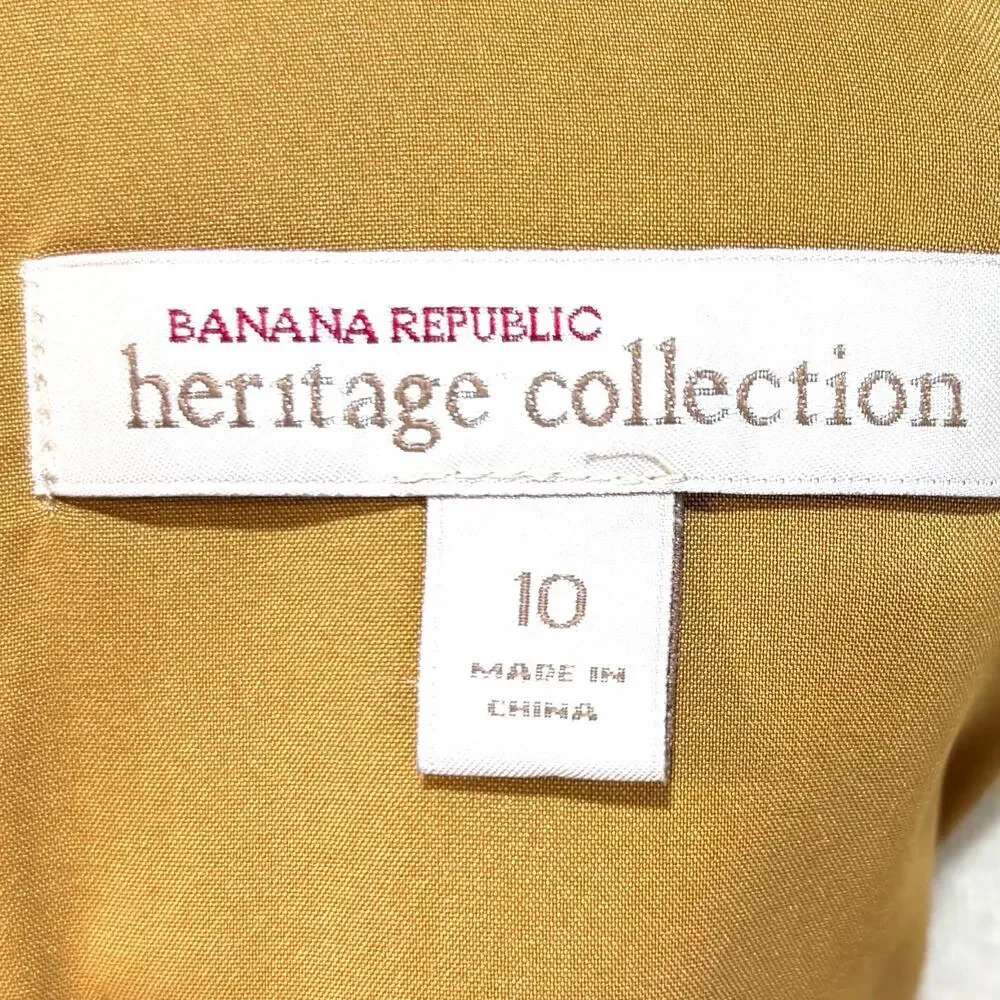 Mustard Yellow Pleated High Low Midi Dress Flowy Lightweight Banana Republic 10 - Picture 10 of 10